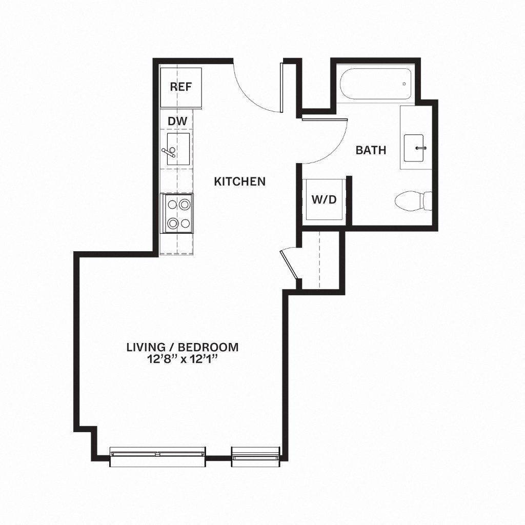 A1 Floor Plan at Corner 63 Apartments in Seattle, Washington